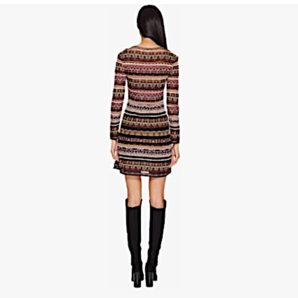 M Missoni Metallic Patterned Fit-&-Flare Long Sleeve Dress - Picture 13 of 14